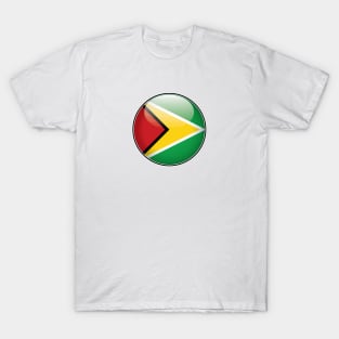 Guyana National Flag Glossy Button T-Shirt